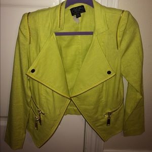 Yvonne Le Fleur Linen Jacket - neon yellow