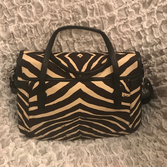 Coach brown zebra print leather/fabric handbag!! - Picture 2 of 8
