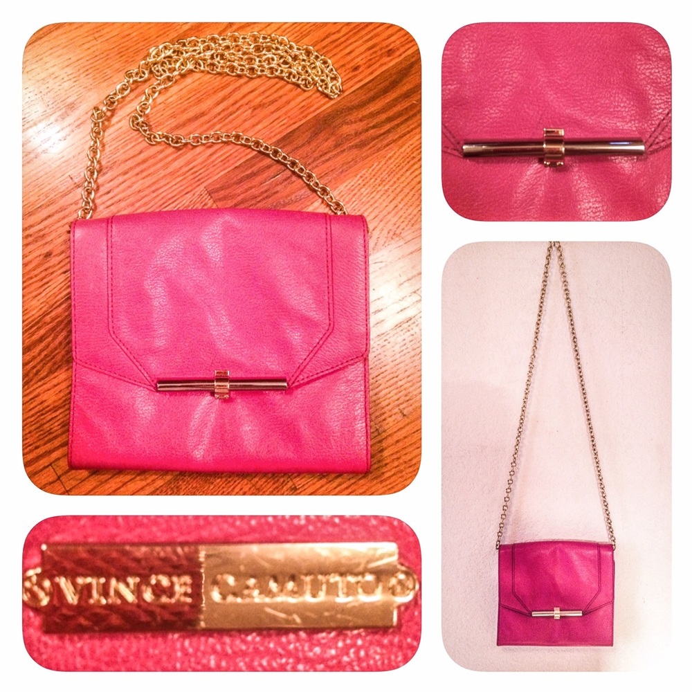 VINCE CAMUTO PINK LEATHER CROSS BODY BAG
