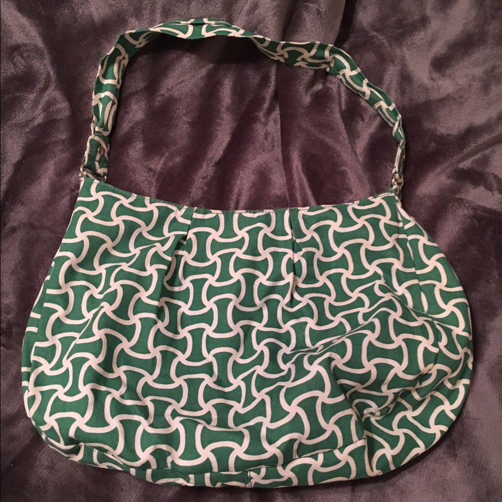 Green and White Purse