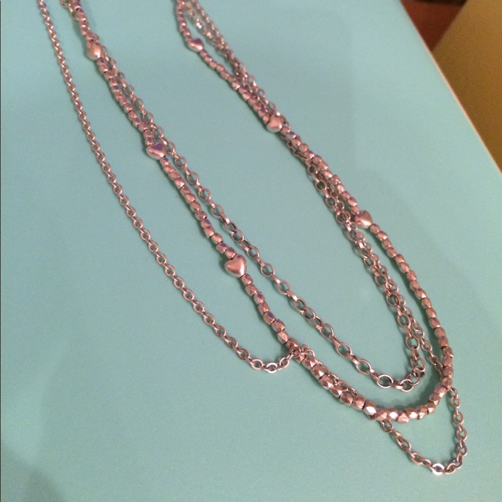 Three-tiered silver fashion necklace