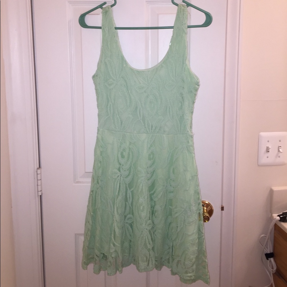Mint Green Lace Babydoll Dress Medium