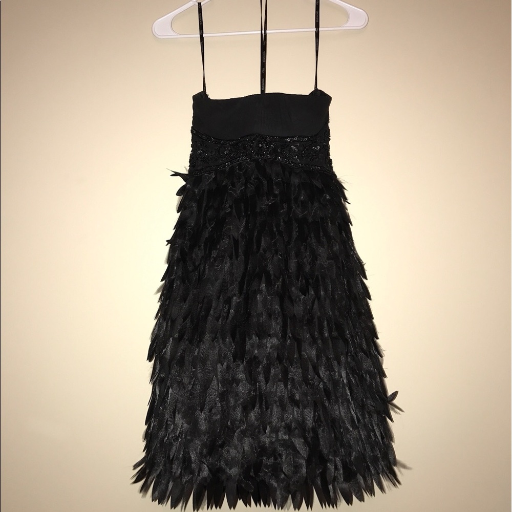 Sue Wong one-of-a-kind black feather dress