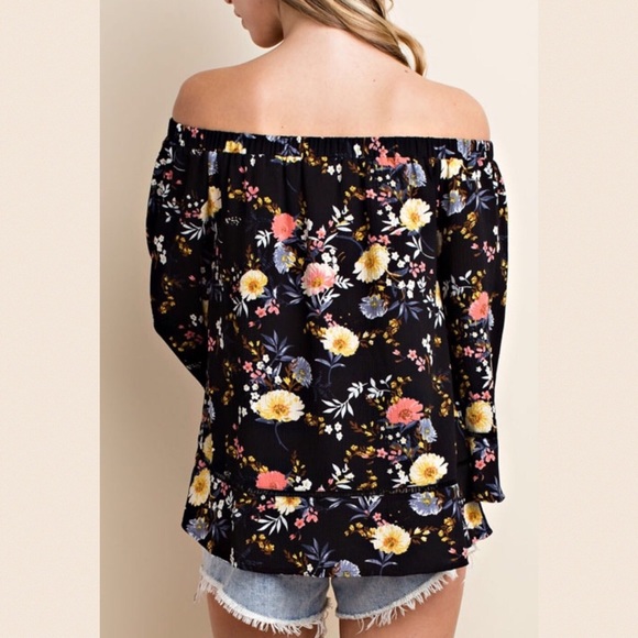 Black Floral Off the Shoulder - Picture 4 of 5