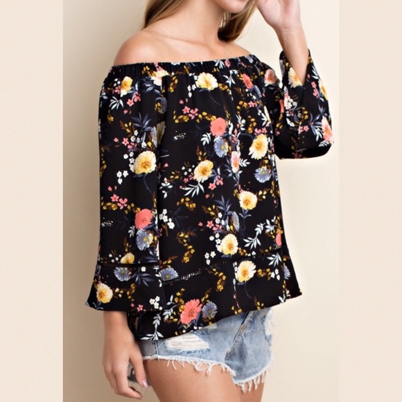 Black Floral Off the Shoulder - Picture 5 of 5