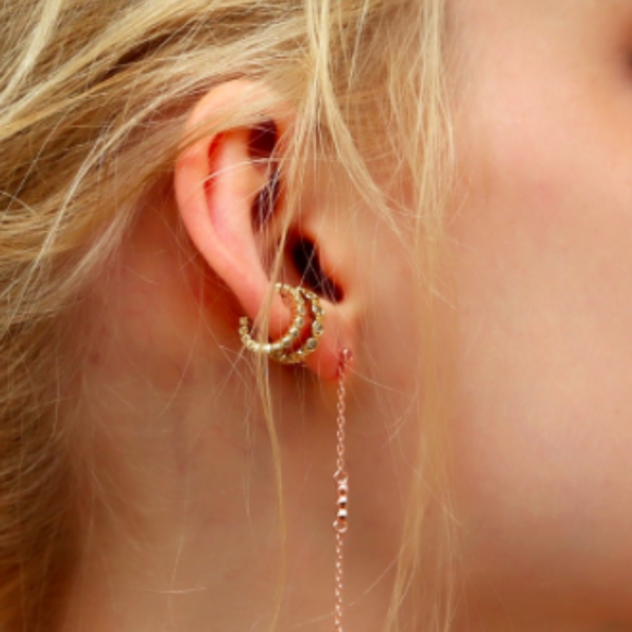 Caleb Rose Gold Crescent Drop Earrings - Picture 4 of 4