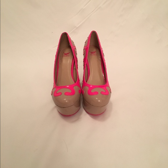 Sheikh nude/punk 5.5in Platform wedge heel sz 6 - Picture 5 of 5