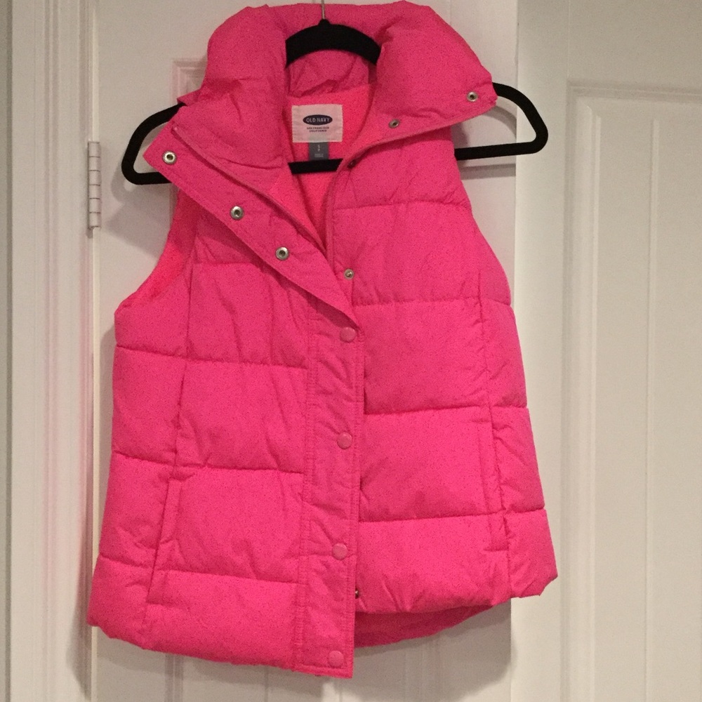 Hot pink puffer vest