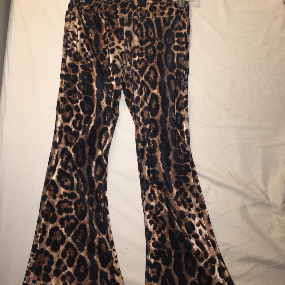 LF Leopard velvet stretch pants-- worn once!!
