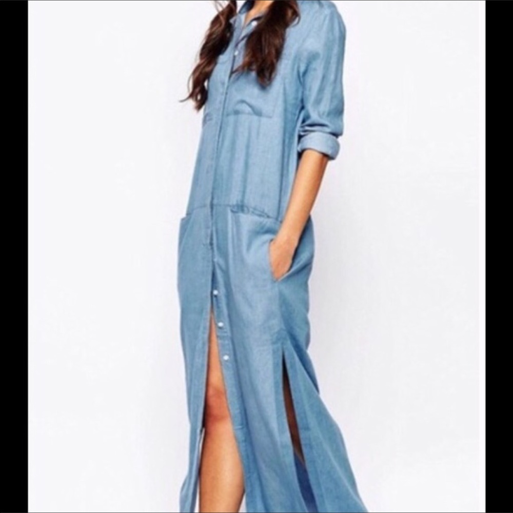 Long Blue Denim Dress