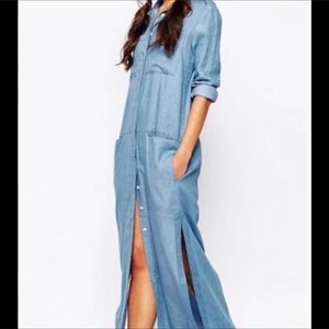 Long Blue Denim Dress