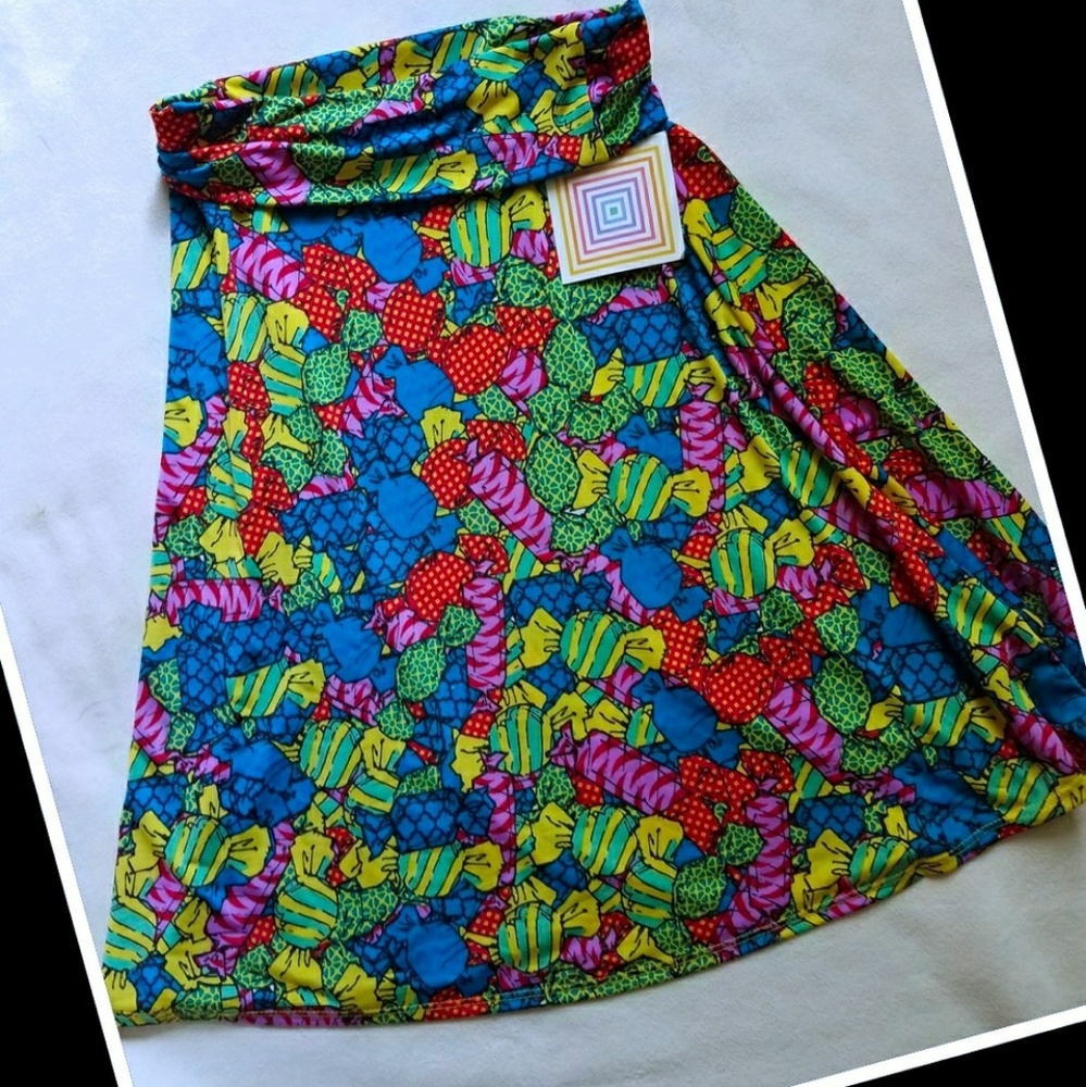 NEW LuLaRoe Azure skirt XS Candy unicorn blue pink