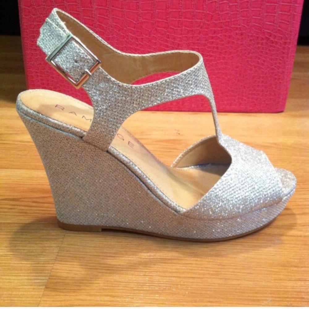Silver glitter heels