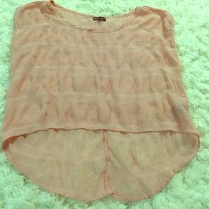 Sheer pink chiffon high low top