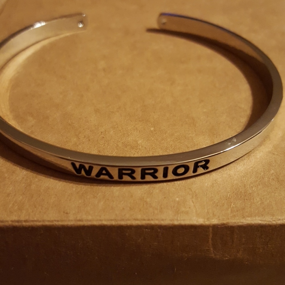 Warrior engraved silver bracelet bangle cuff