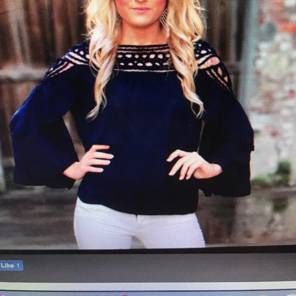 Off the shoulder Navy Blue Top