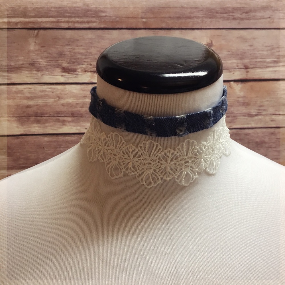 Denim & Lace choker Set