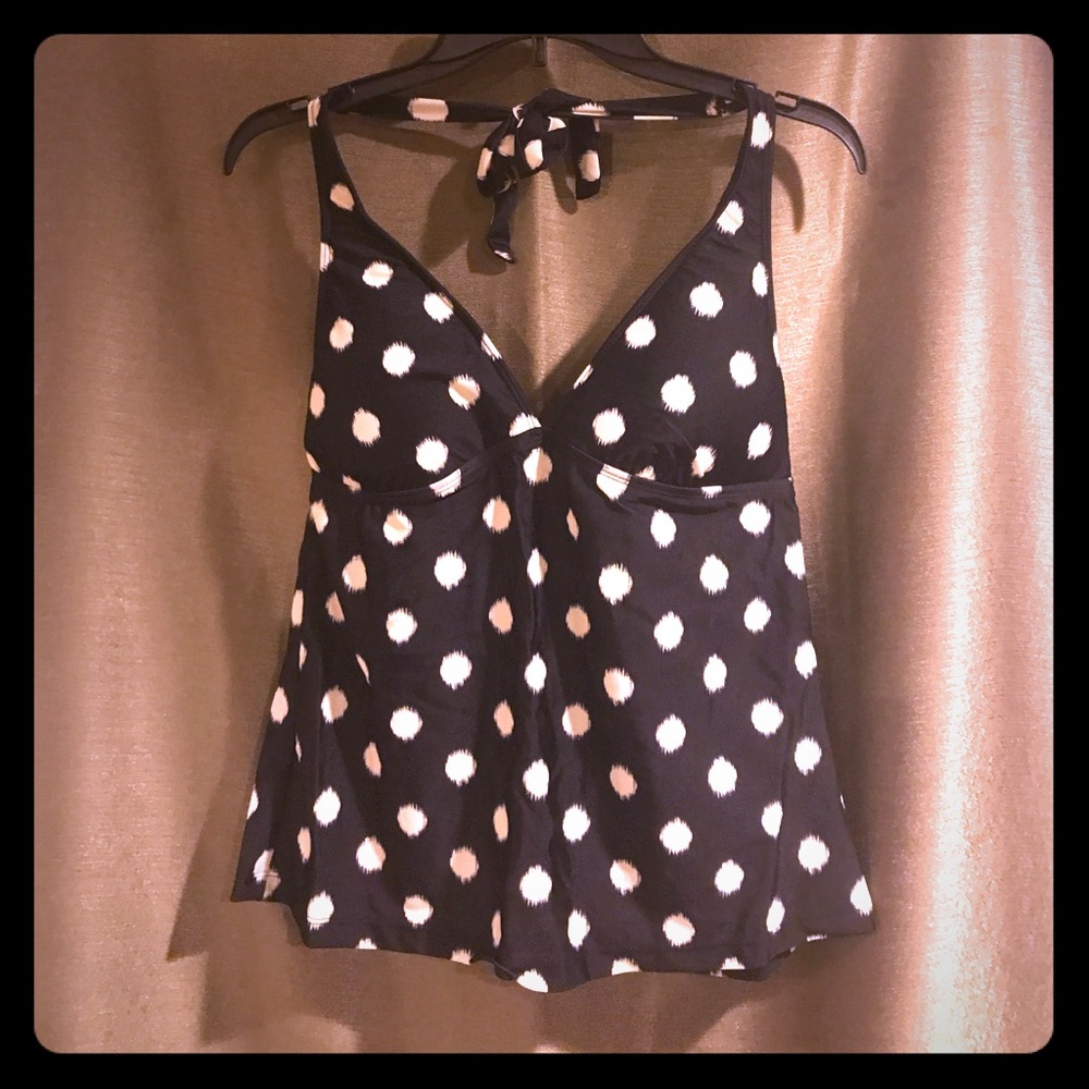 Black polka dot tankini