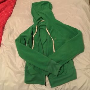 Green fleece zip up hoodie