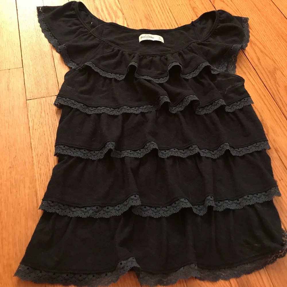 Navy Ruffle Top
