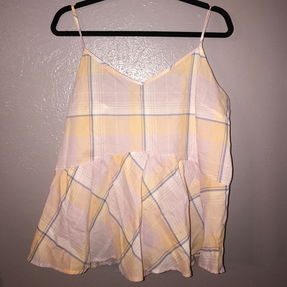 Old Navy Plaid Pastel Loose peplum top💖L