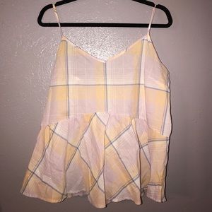 Old Navy Plaid Pastel Loose peplum top💖L