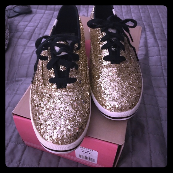 kate spade Shoes - NWT Kate Spade Gold Glitter Keds