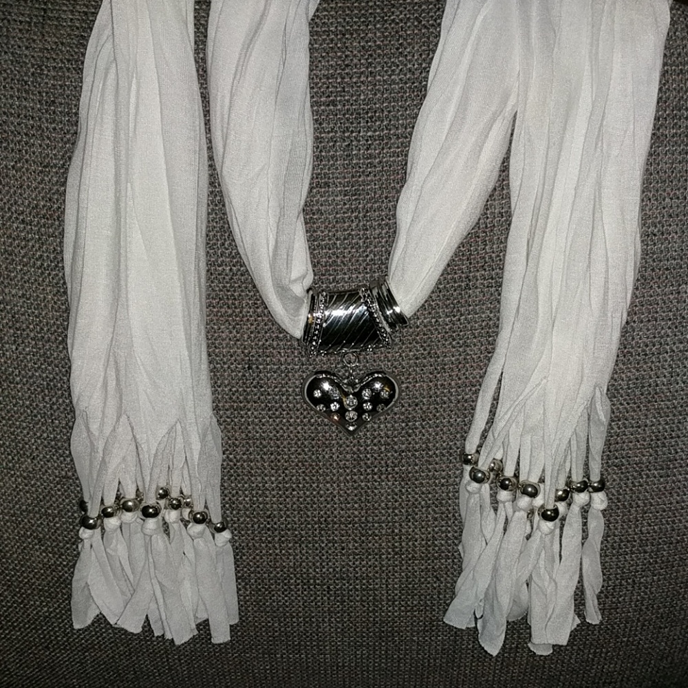 White jewelry scarf