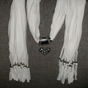 White jewelry scarf