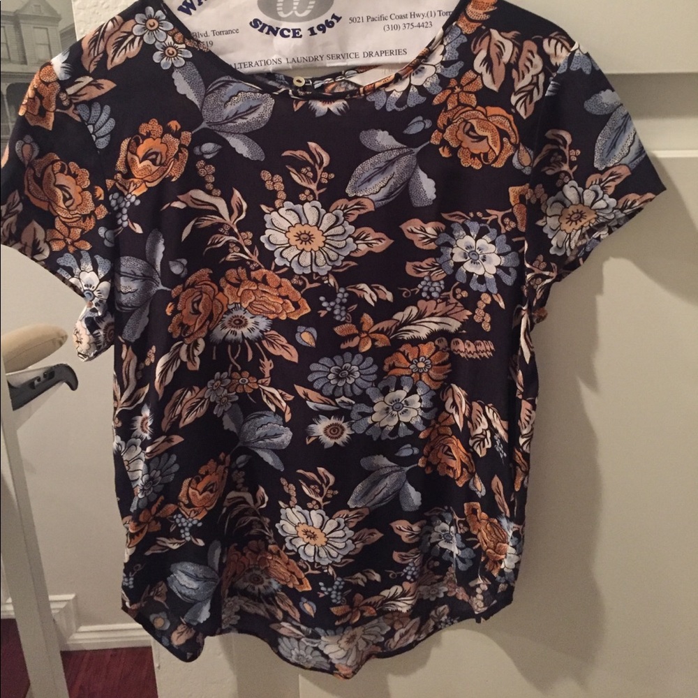 H&M navy floral blouse
