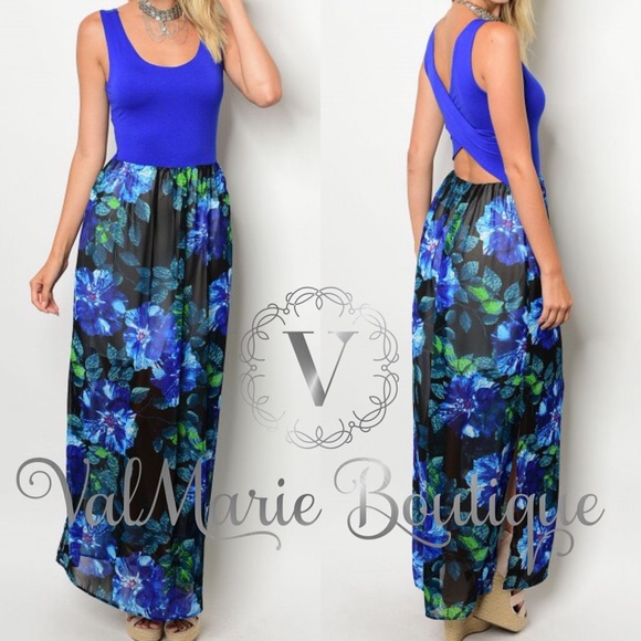 Gorgeous Royal Blue Floral Dress - Picture 2 of 4