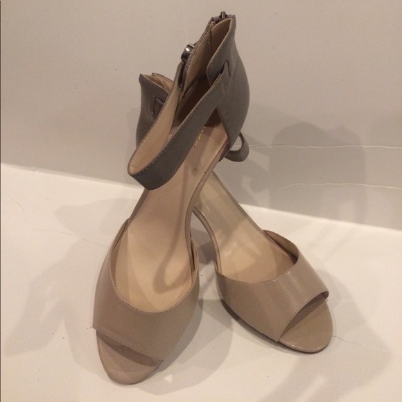 Taupe and tan ankle strap heals. - Picture 1 of 4