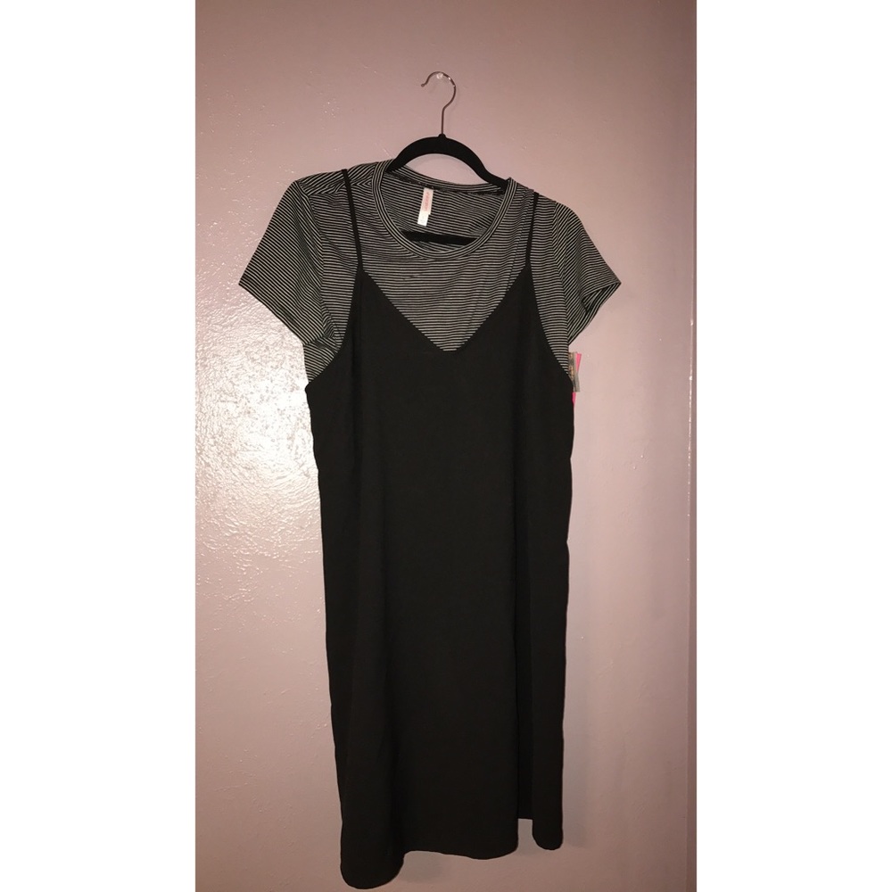Target Layered black dress with stripe crop top♠️L