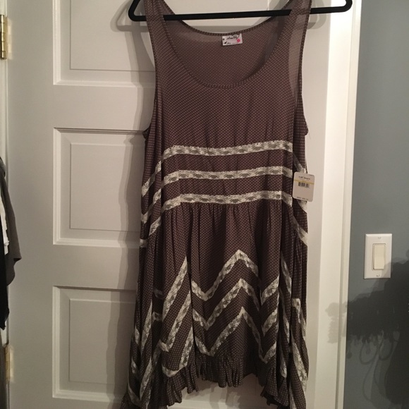 Free People Dresses & Skirts - NEW! FP Trapeze Slip Dress (Brown & Cream Dot)