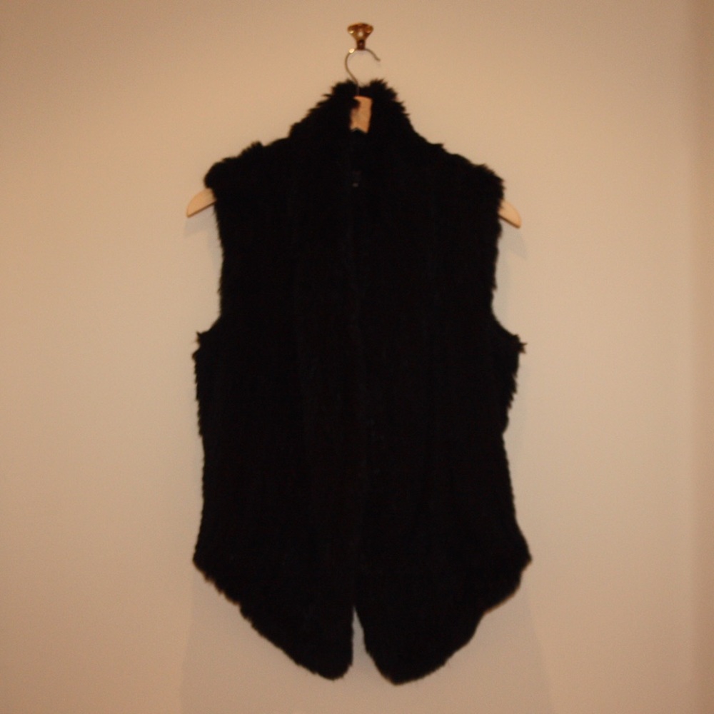 Black Fur Vest by June