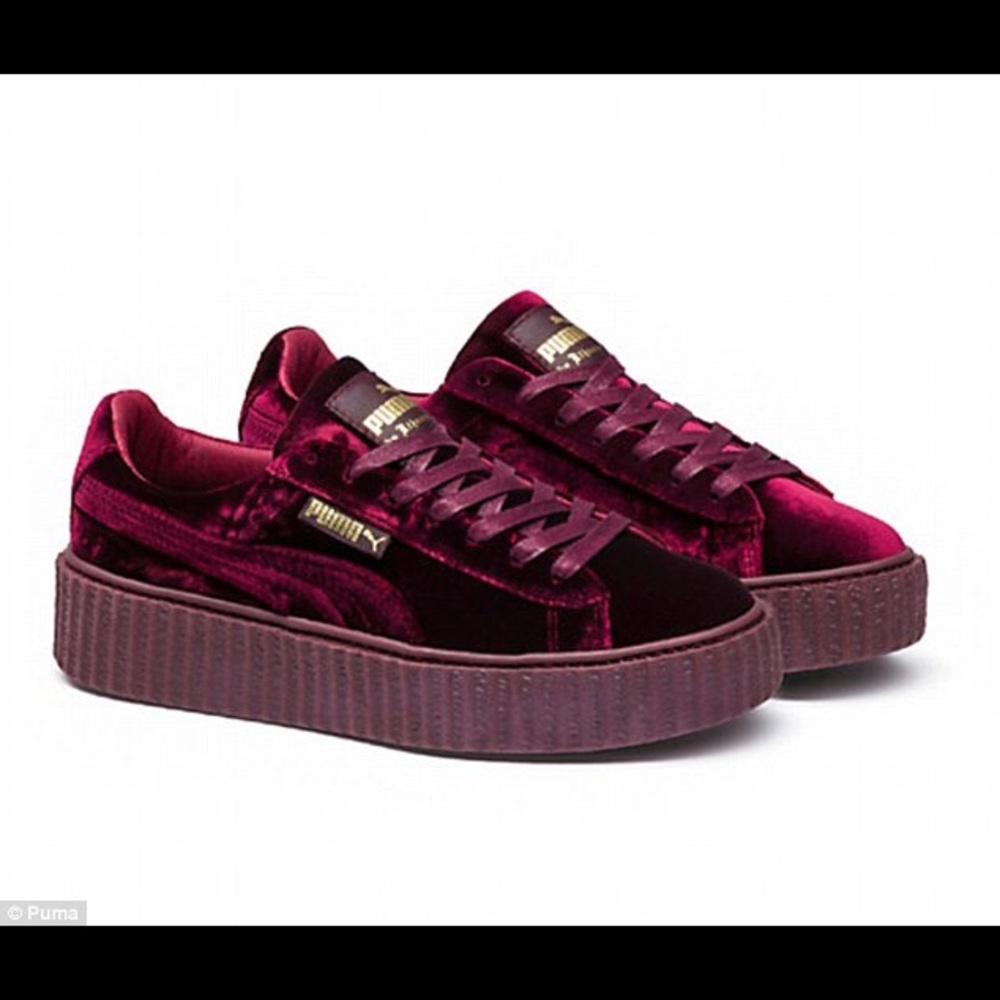 Velvet burgundy Rihanna x Puma Creepers
