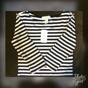 Forever21 Black & White Striped Crop Top