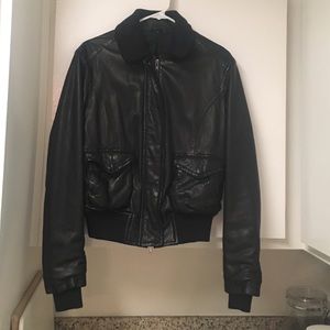 Black Leather Bomber
