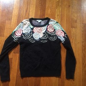 nastygal black floral sweater