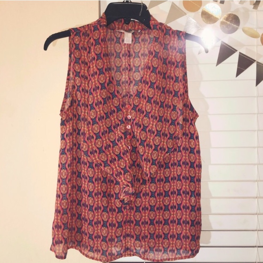 Psychedelic/Bohemian Multicolored Chiffon Top