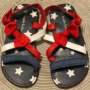 Koala Kids Red, White and Blue bow sandals