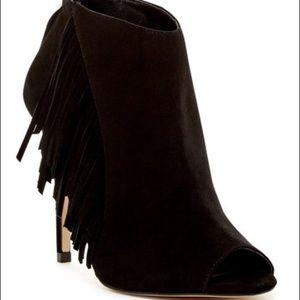 Karen Millen Black Open Toe Suede Boot