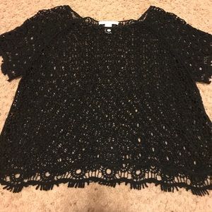 Black crochet crop top