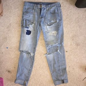 Destroyed denim boyfriend jeans