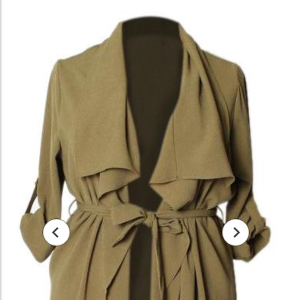 Corinne Cardigan Vest in Olive. 100% Polyester