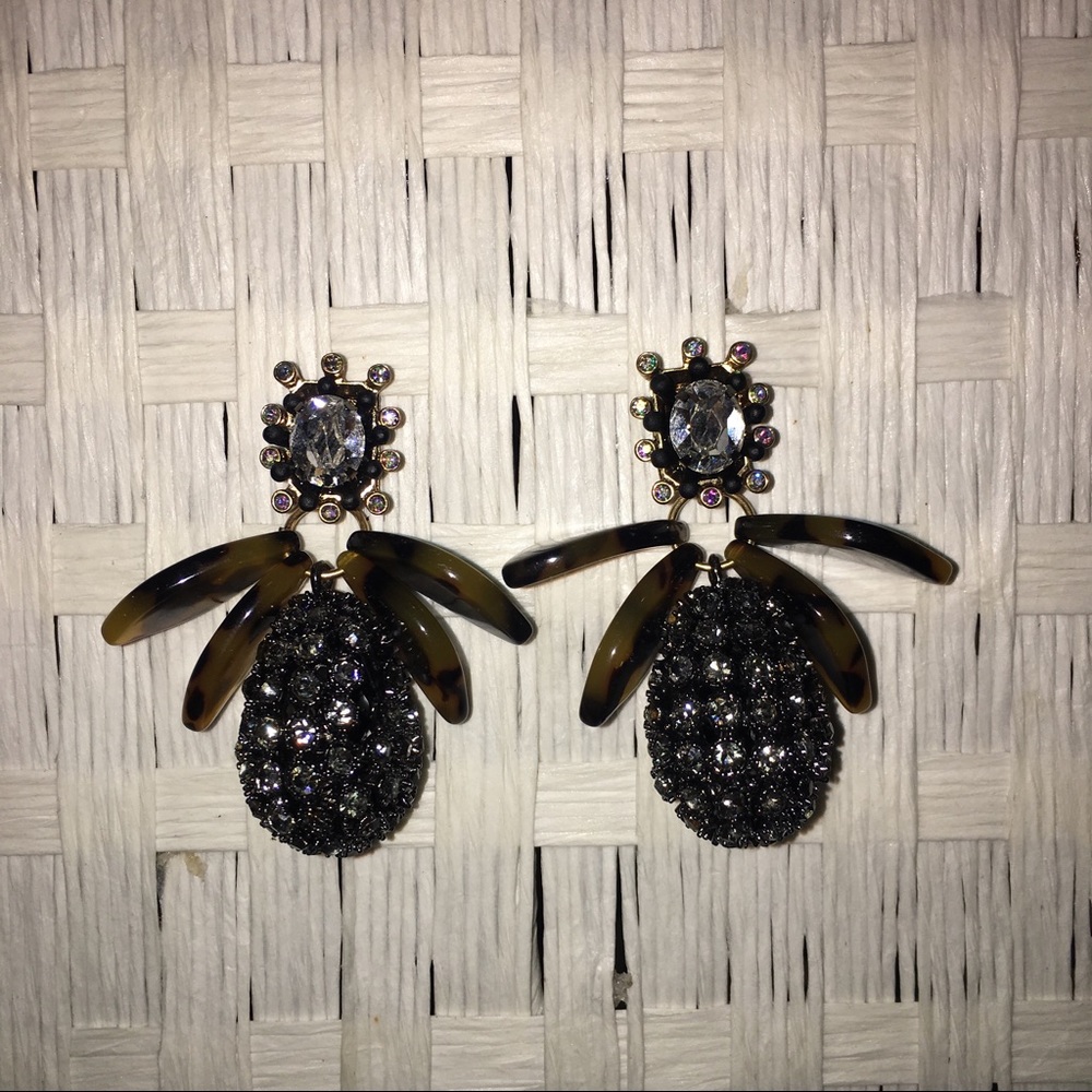 J. Crew pave drop tortoise shell earrings