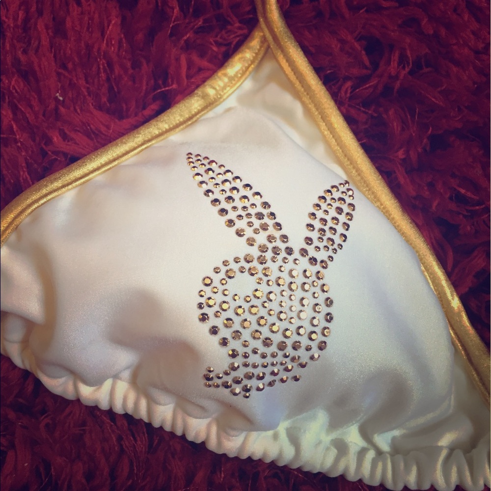 Gold & White Playboy Bikini