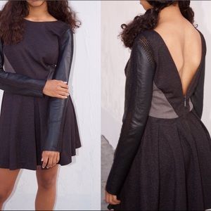 Stella & Jamie Leather Sleeve Stitched Dress