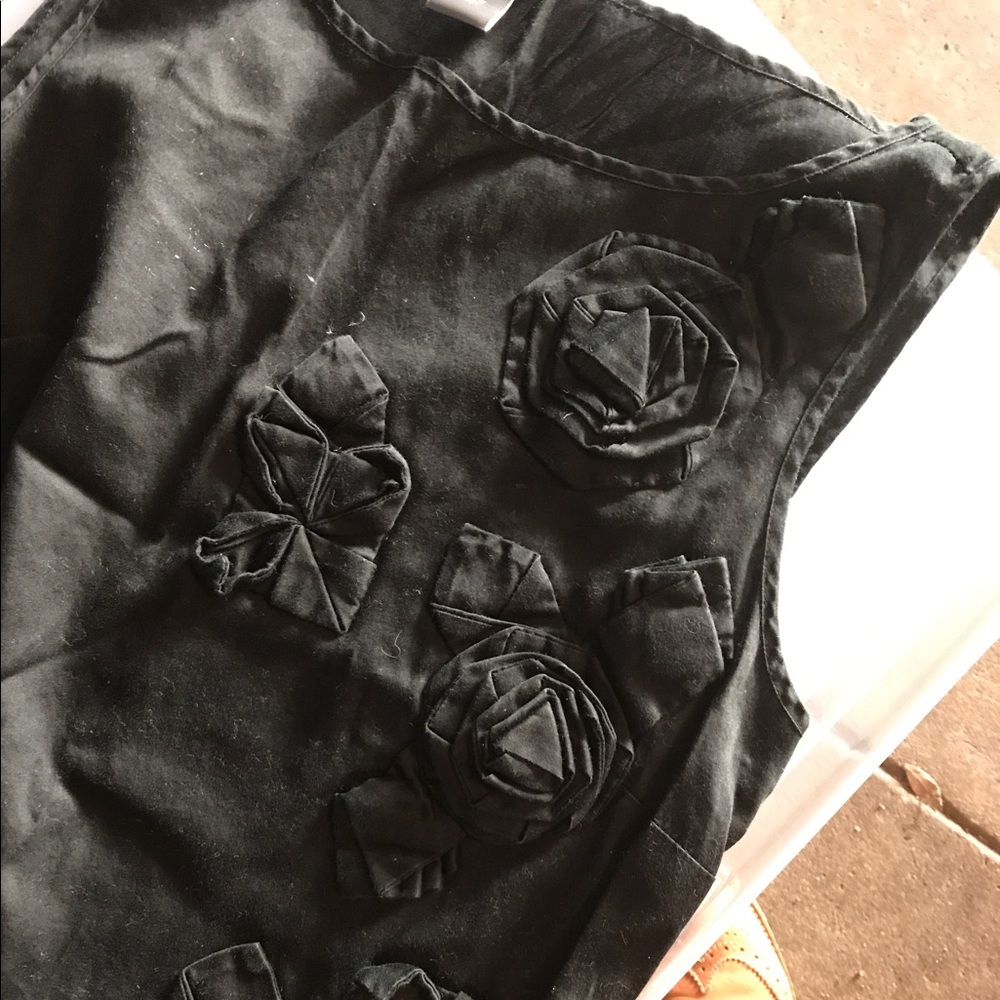 Ann Taylor Black Shift Dress with Origami Flowers!