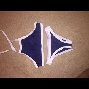 Cute 2 piece navy and white swimsuit